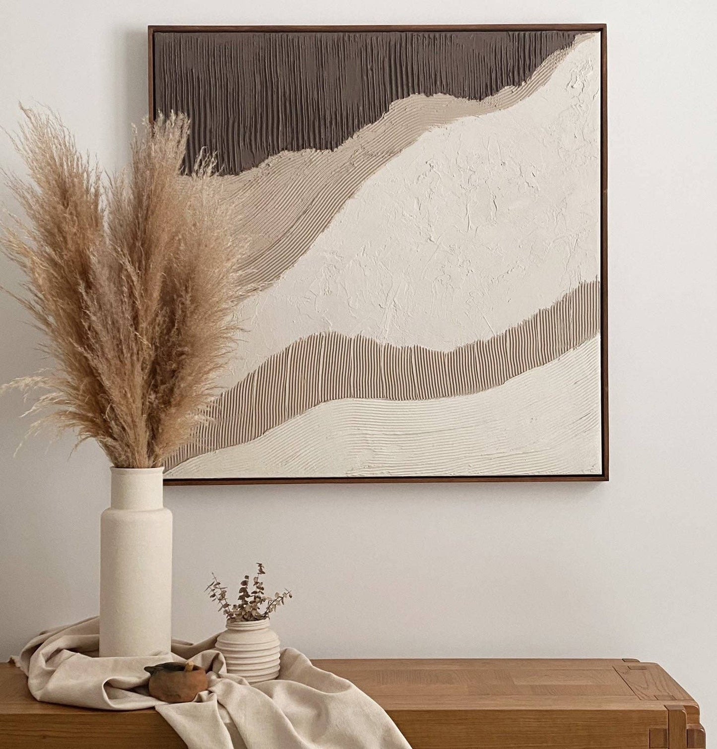 Large Abstract Framed Plaster Canvas