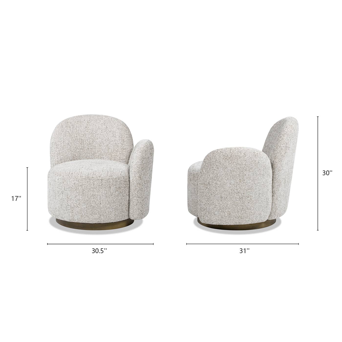 Duo 31.5" RAF One-Arm Swivel Accent Chair