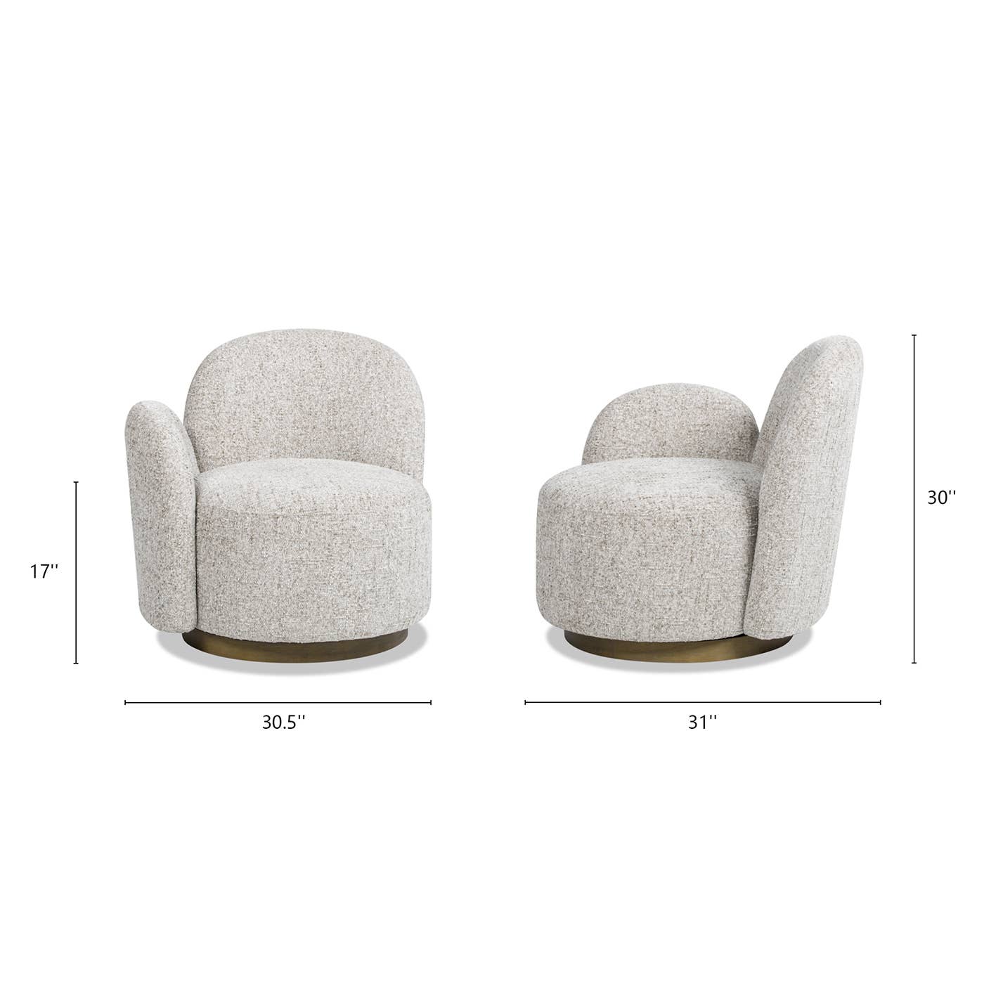 Duo 31.5" LAF One-Arm Swivel Accent Chair