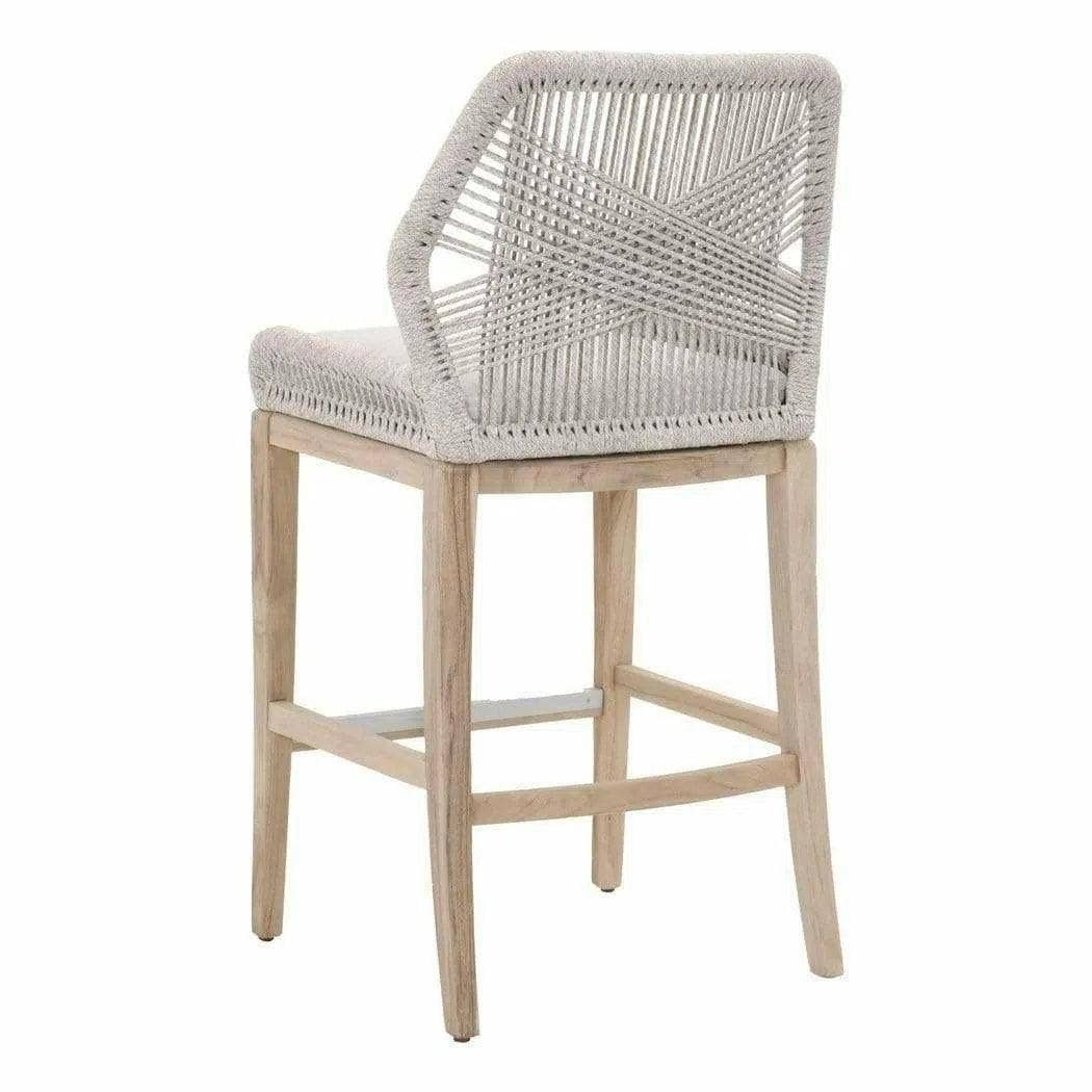 Set of 2 Loom Outdoor Rope Barstools in Taupe