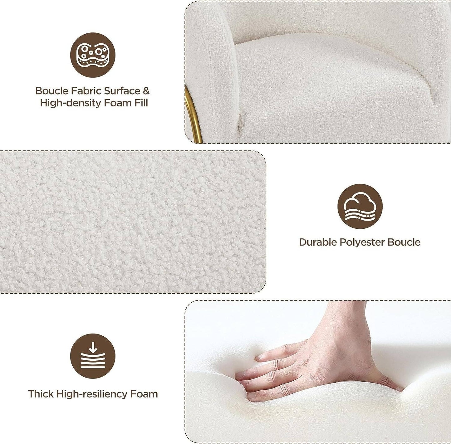 Ivory Boucle Accent Chairs (Set Of 2)