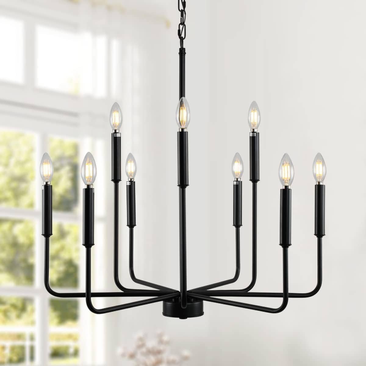 Black Farmhouse Chandelier 9 Light Dining Room Rustic