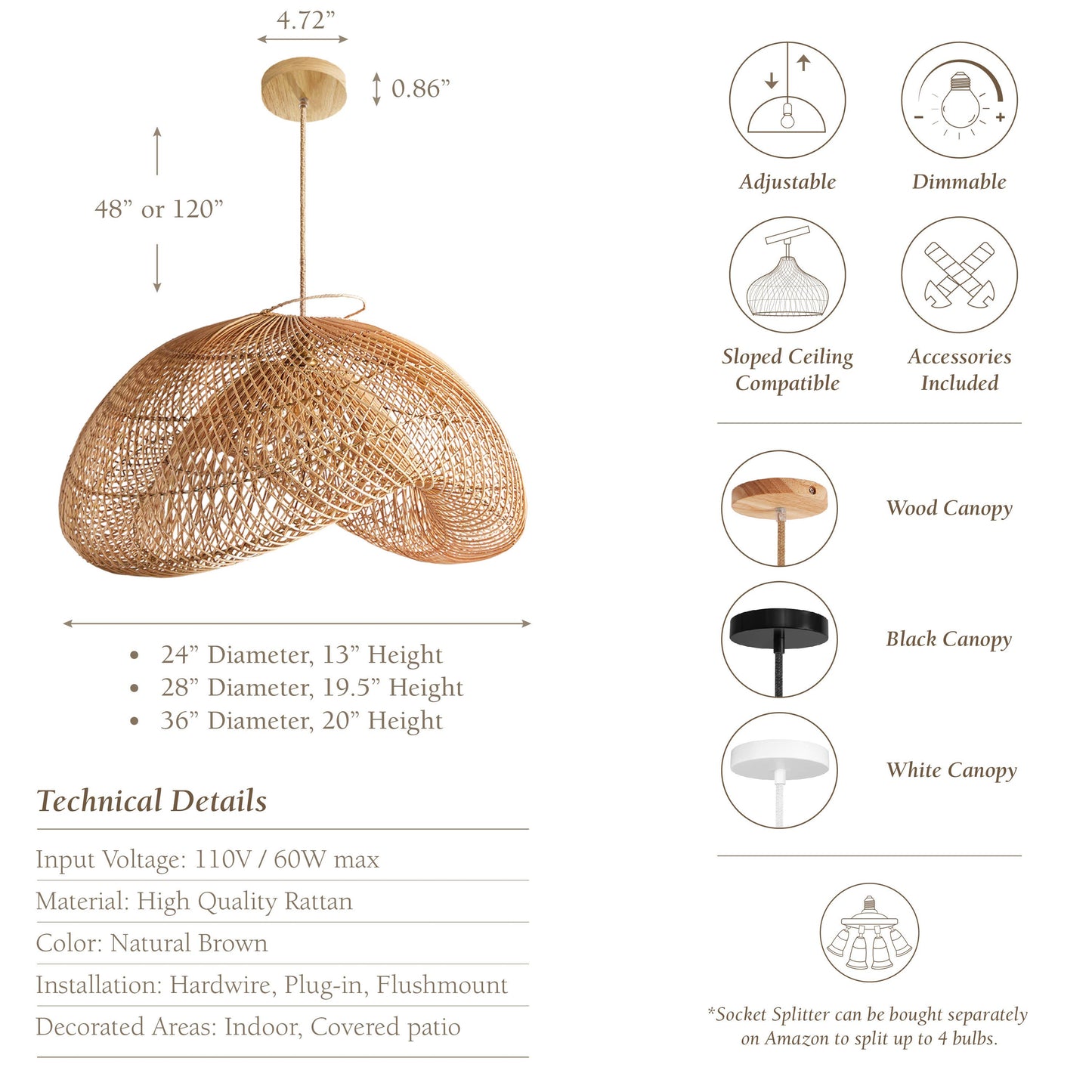 Sepherina Rattan Pendant Light