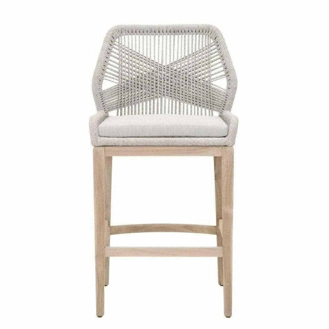 Set of 2 Loom Outdoor Rope Barstools in Taupe