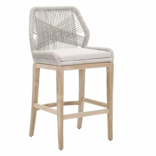 Set of 2 Loom Outdoor Rope Barstools in Taupe