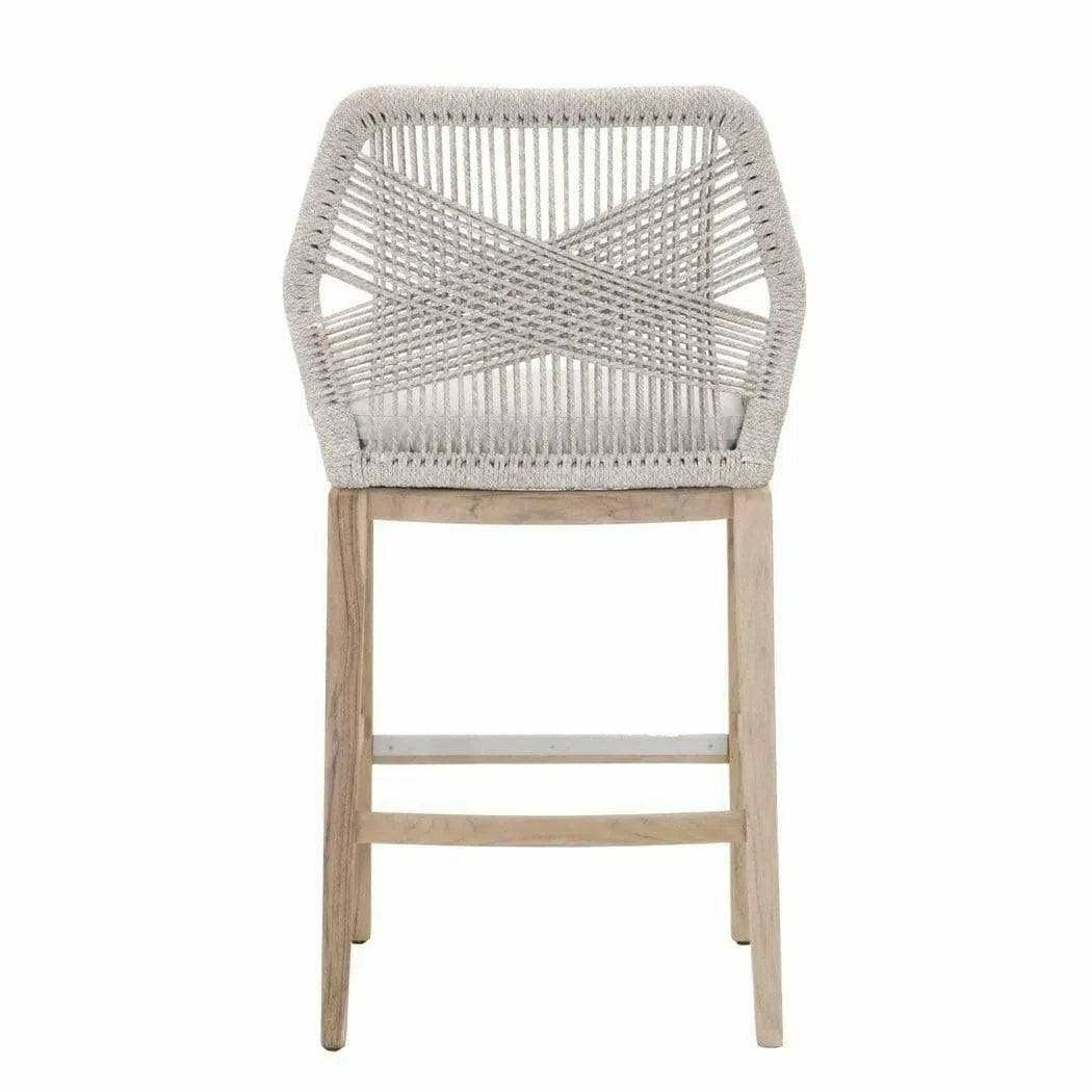 Set of 2 Loom Outdoor Rope Barstools in Taupe