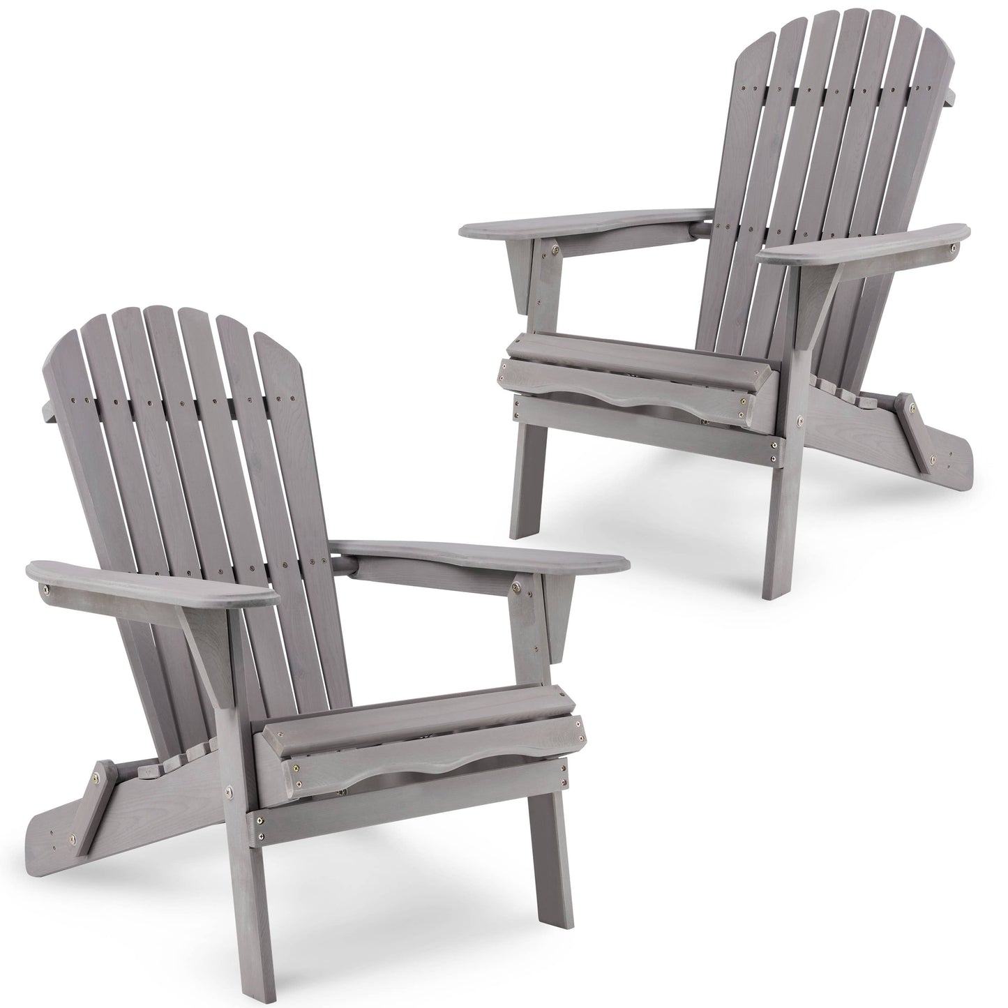 Set of 2 Wooden Outdoor Folding Adirondack Chairs Lounge