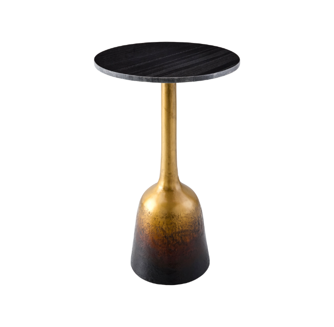 Alva Marble Ombre Accent Table with Textured Metal Base