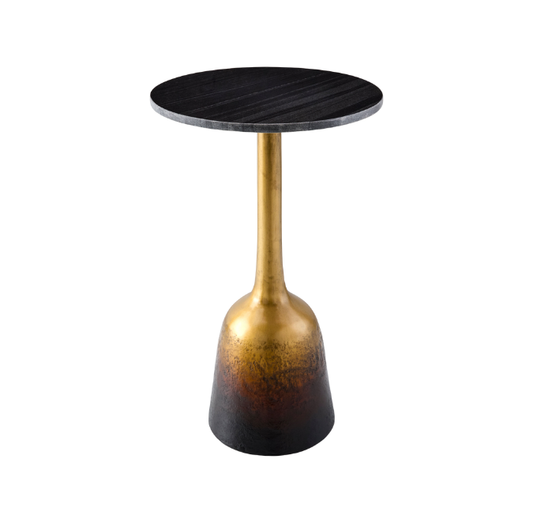 Alva Marble Ombre Accent Table with Textured Metal Base