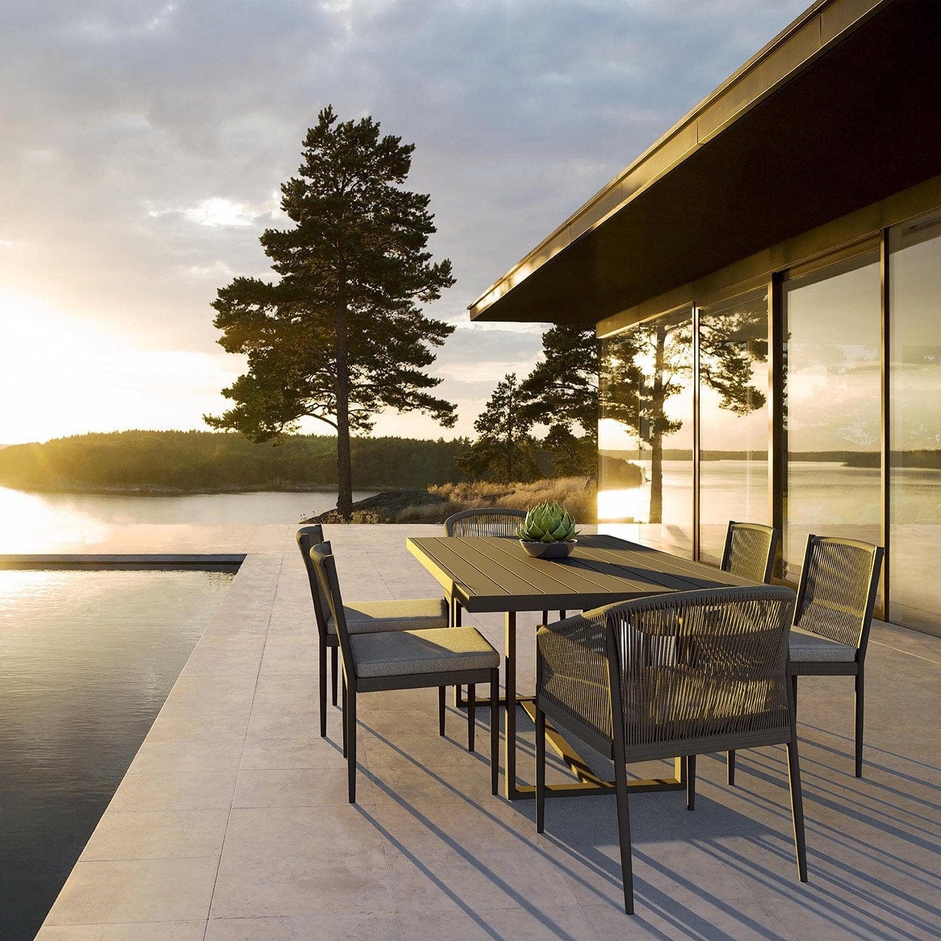 Azzurro Living Pavia Outdoor Dining Table - Charcoal Outdoor Furniture