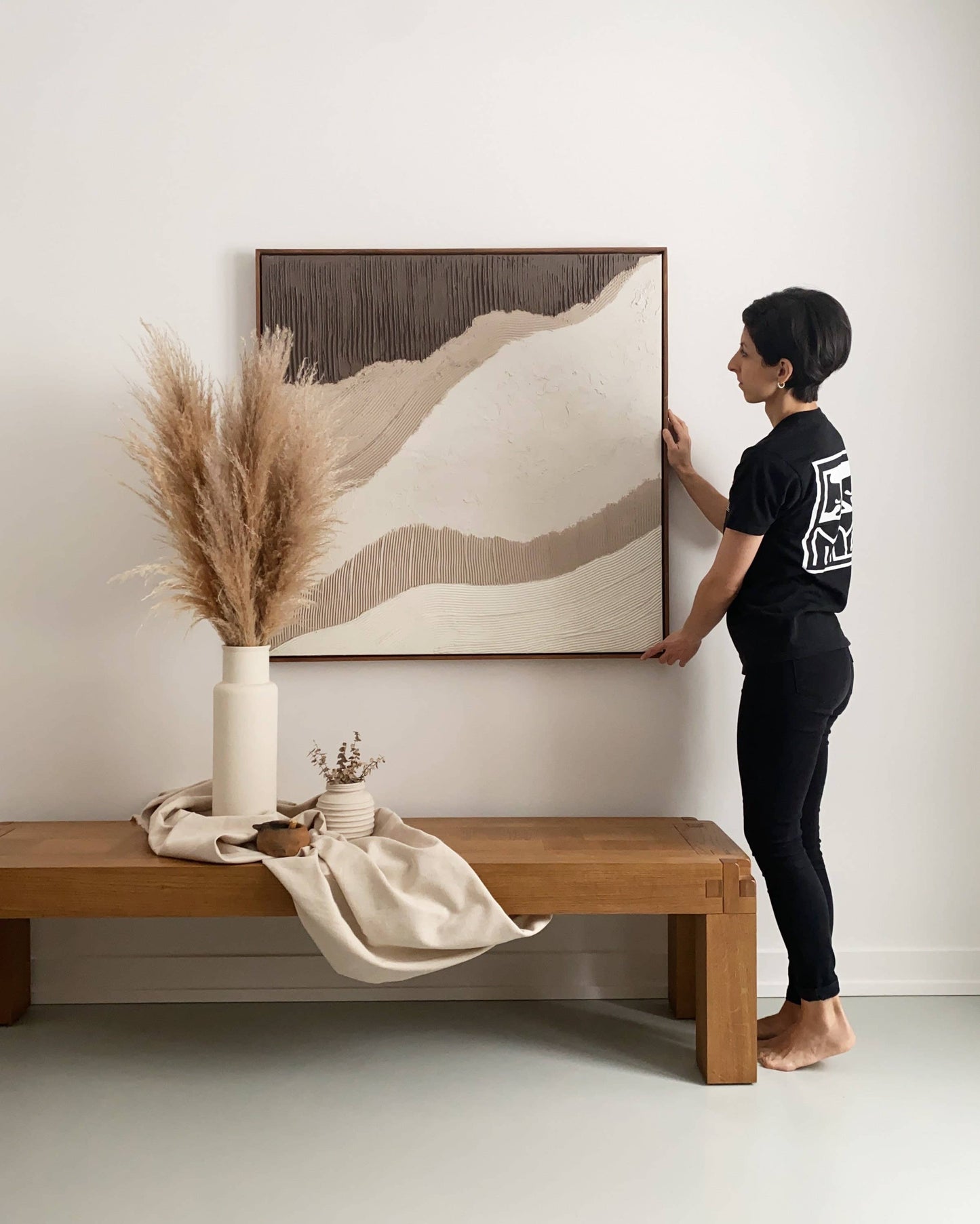 Large Abstract Framed Plaster Canvas