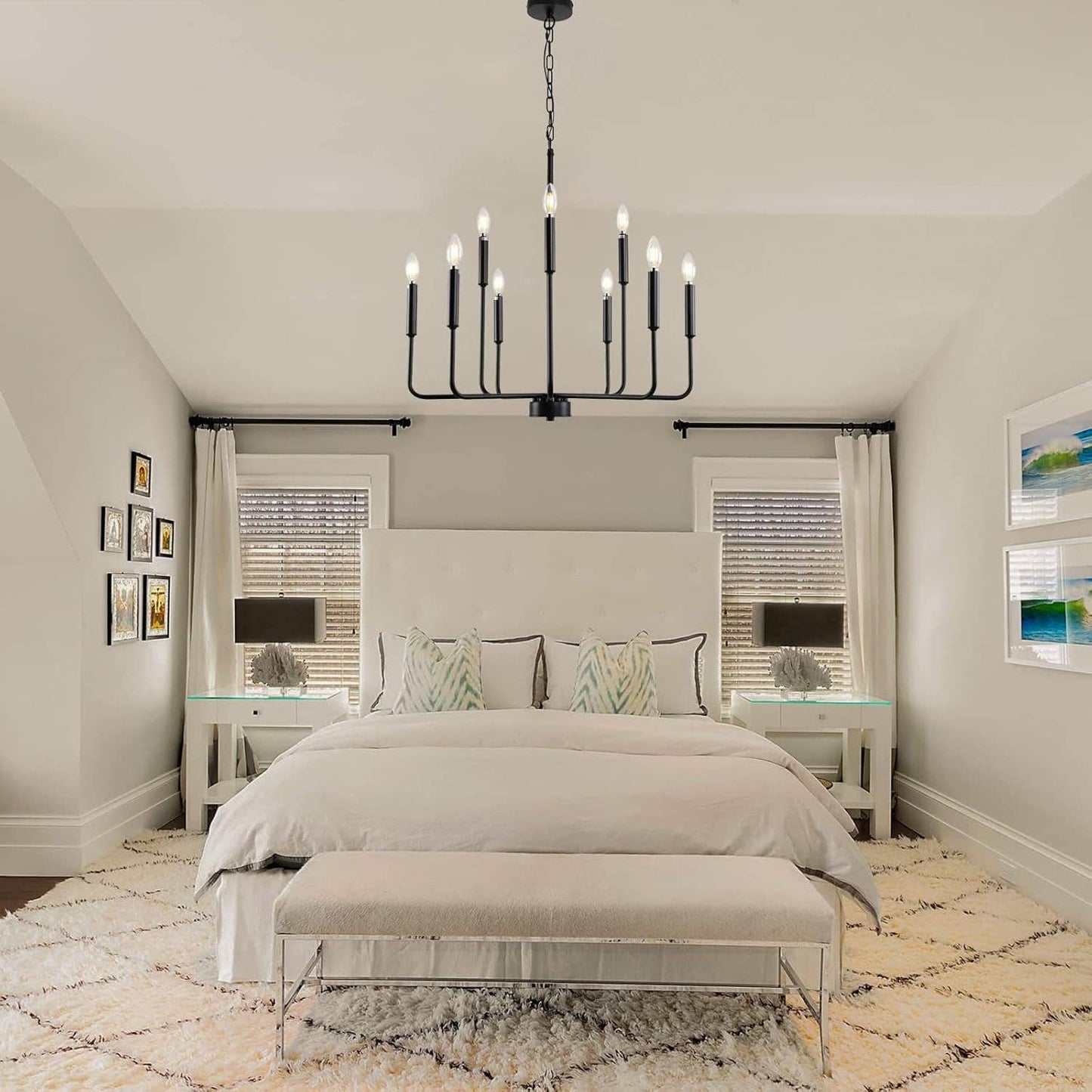 Black Farmhouse Chandelier 9 Light Dining Room Rustic