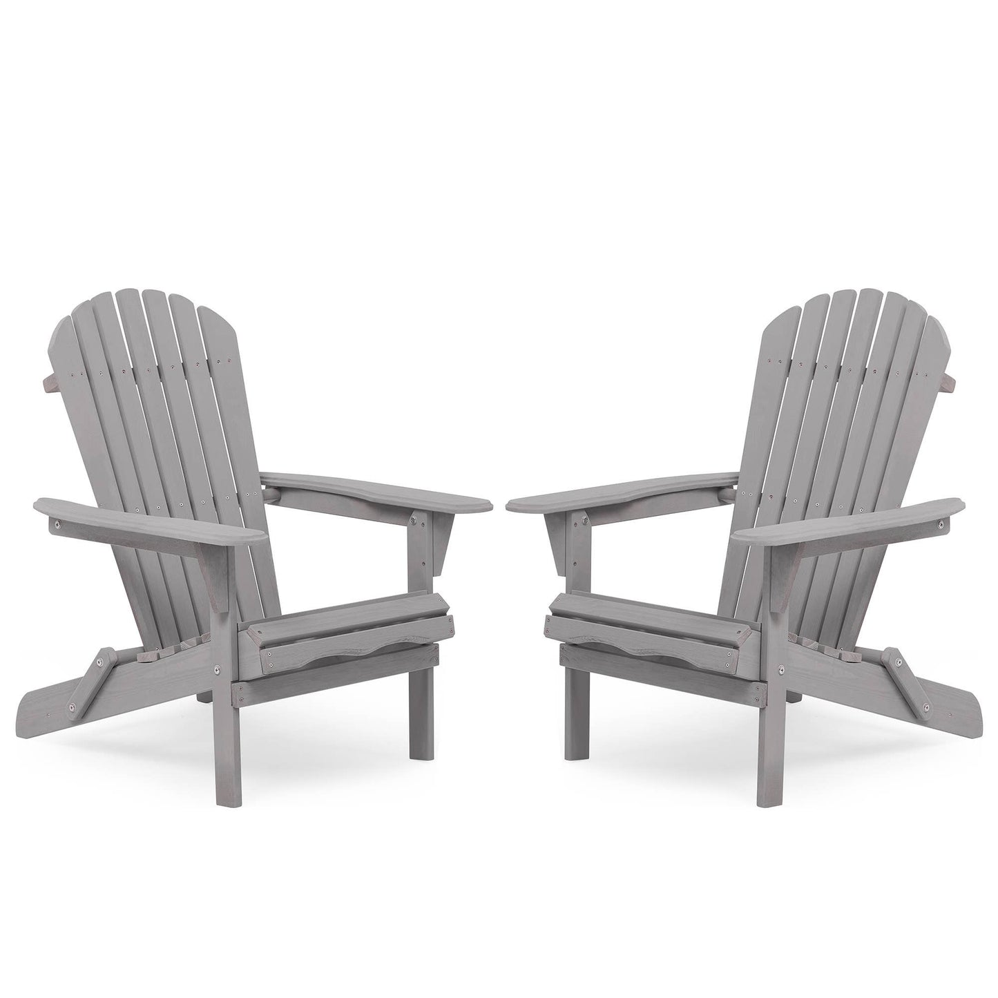 Set of 2 Wooden Outdoor Folding Adirondack Chairs Lounge