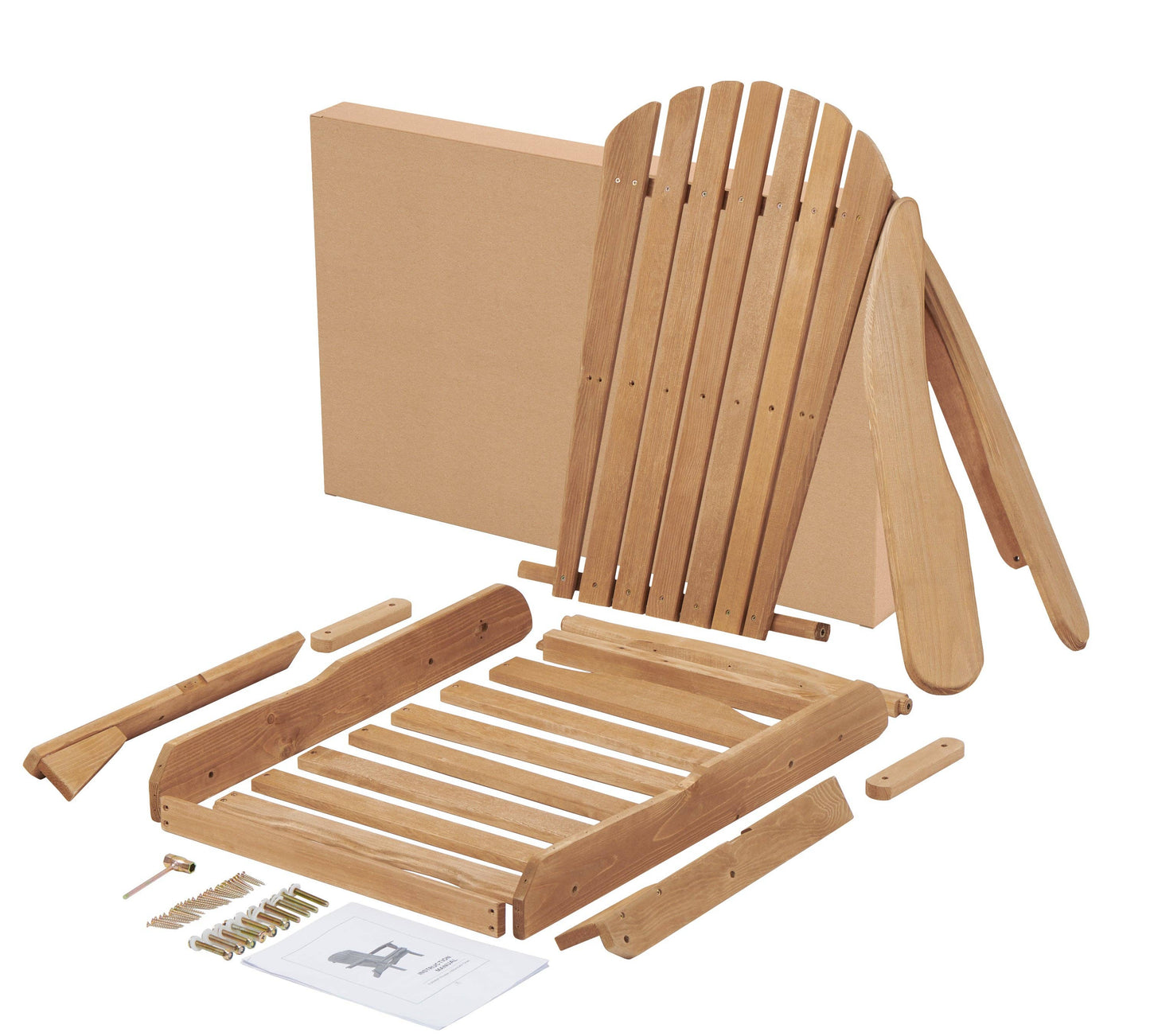 Set of 2 Wooden Outdoor Folding Adirondack Chairs Lounge