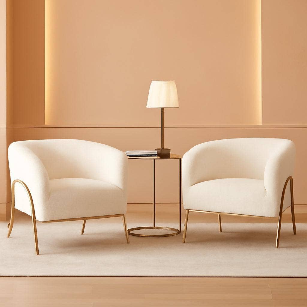 Ivory Boucle Accent Chairs (Set Of 2)