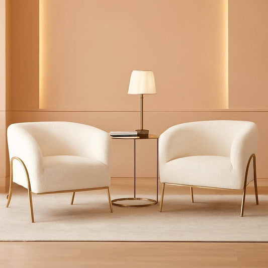 Ivory Boucle Accent Chairs (Set Of 2)