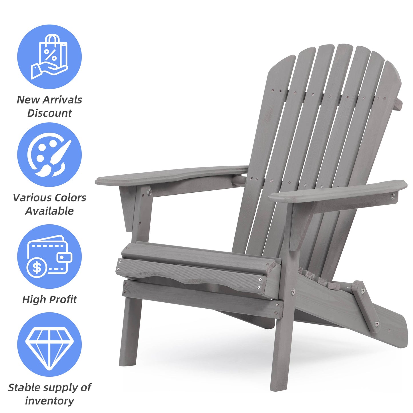 Set of 2 Wooden Outdoor Folding Adirondack Chairs Lounge