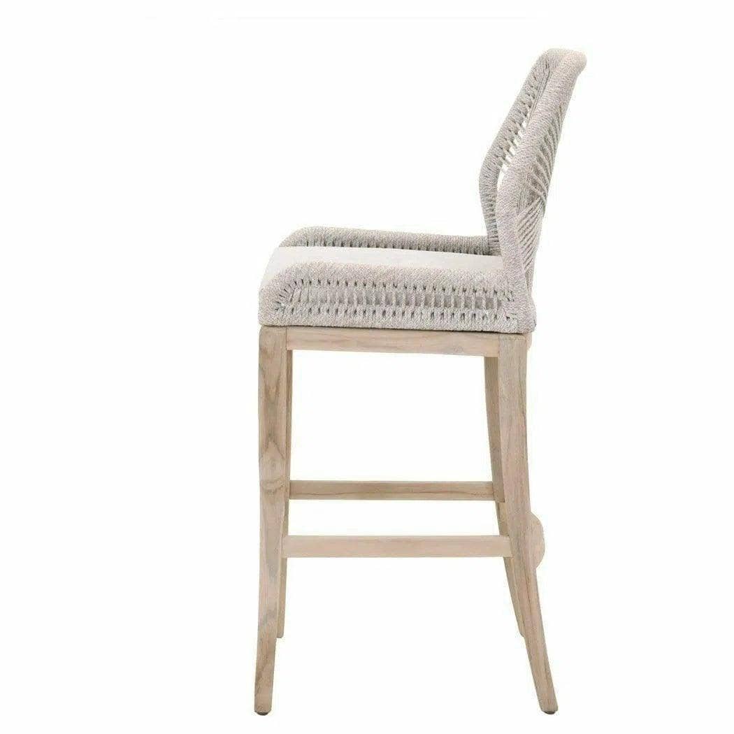 Set of 2 Loom Outdoor Rope Barstools in Taupe