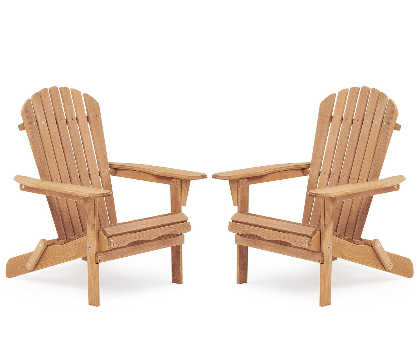 Set of 2 Wooden Outdoor Folding Adirondack Chairs Lounge